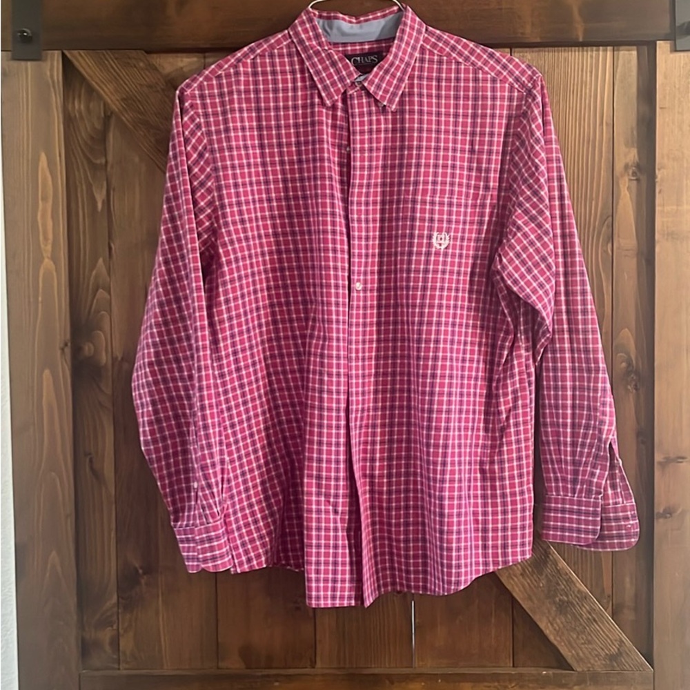 Chaps Men's Pink Checkered Button Down Shirt